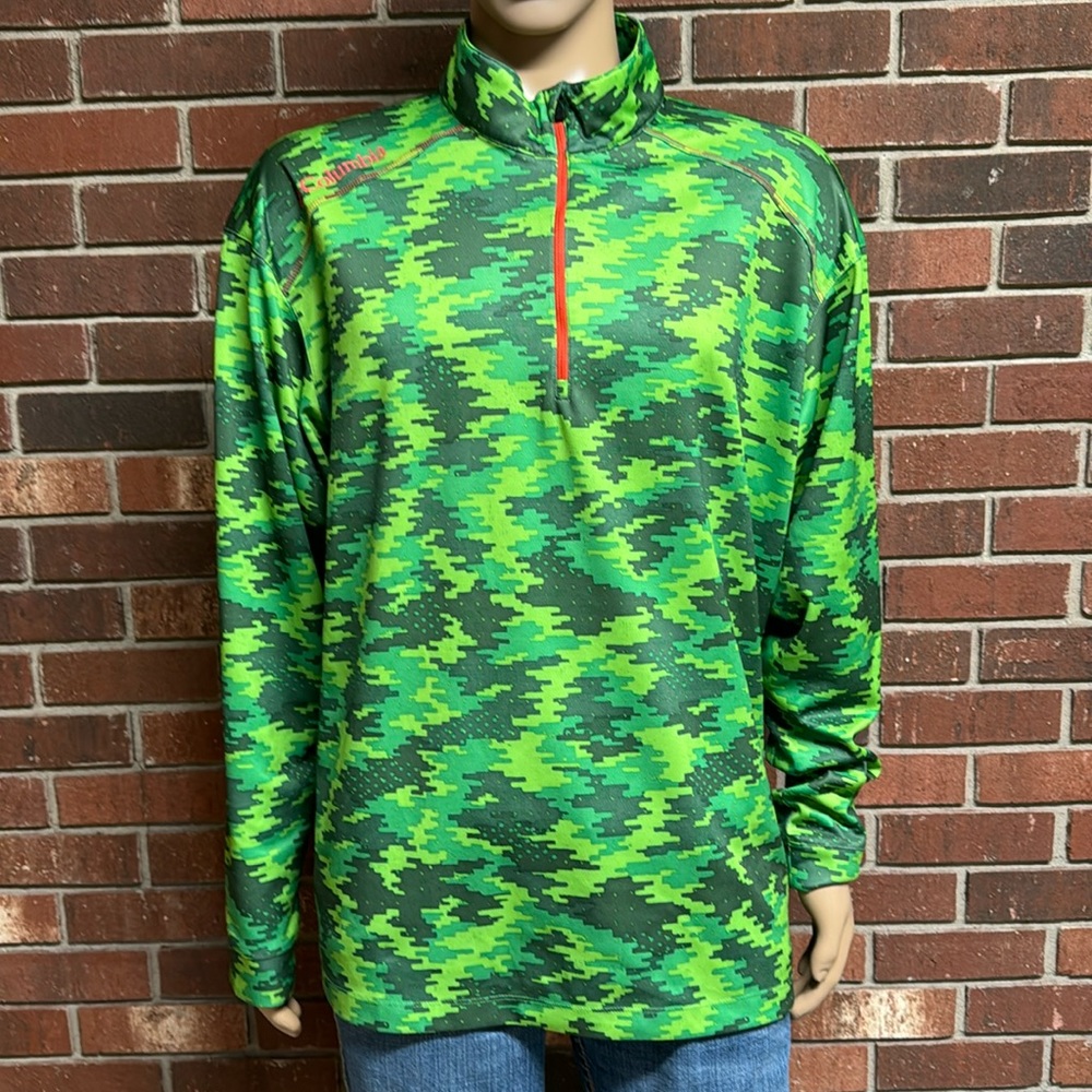 Columbia Omni-wick‎ Quarter Zip Green Golf Pullover Size XXL